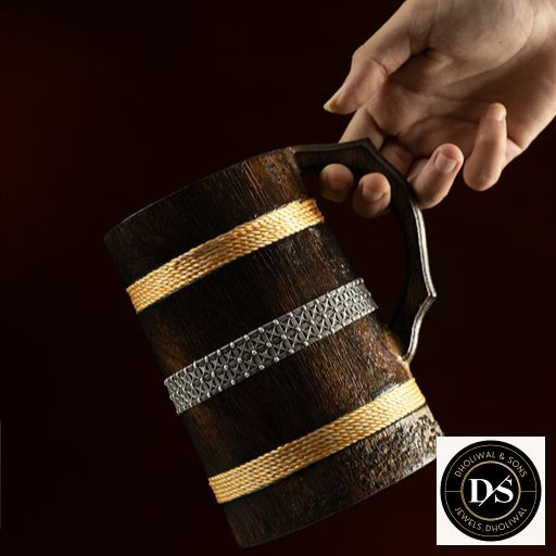 MHandcrafted Silver Wooden Mug,